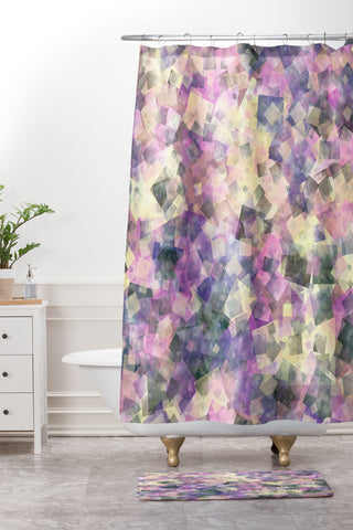 Kaleiope Studio Colorful Jumbled Squares Shower Curtain And Mat