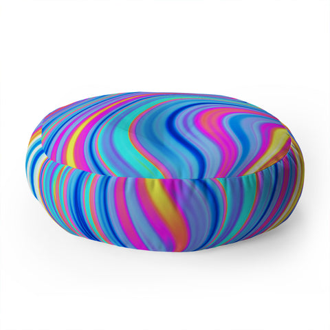 Kaleiope Studio Colorful Vivid Groovy Stripes Floor Pillow Round