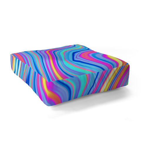 Kaleiope Studio Colorful Vivid Groovy Stripes Floor Pillow Square
