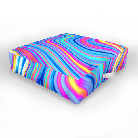 Kaleiope Studio Colorful Vivid Groovy Stripes Outdoor Floor Cushion