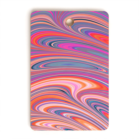 Kaleiope Studio Colorful Wavy Fractal Texture Cutting Board Rectangle