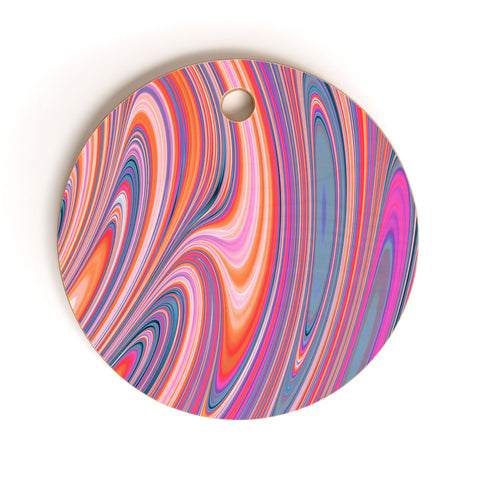 Kaleiope Studio Colorful Wavy Fractal Texture Cutting Board Round