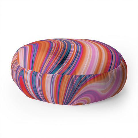 Kaleiope Studio Colorful Wavy Fractal Texture Floor Pillow Round