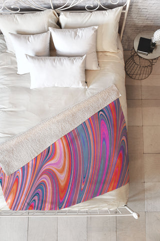 Kaleiope Studio Colorful Wavy Fractal Texture Fleece Throw Blanket