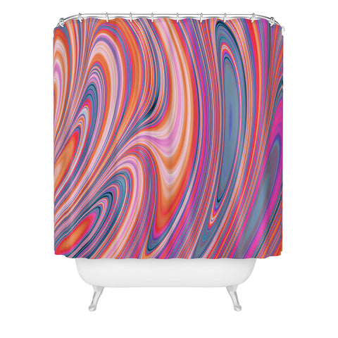 Kaleiope Studio Colorful Wavy Fractal Texture Shower Curtain