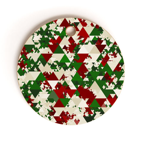 Kaleiope Studio Funky Christmas Triangles Cutting Board Round