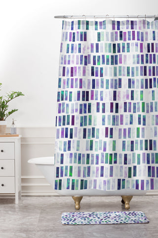 Kaleiope Studio Grungy Jewel Tone Tiles Shower Curtain And Mat