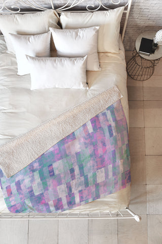 Kaleiope Studio Grungy Pastel Tiles Fleece Throw Blanket