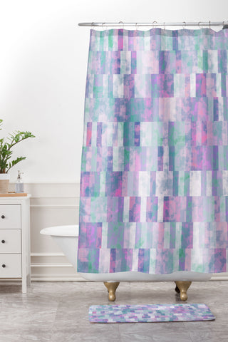 Kaleiope Studio Grungy Pastel Tiles Shower Curtain And Mat