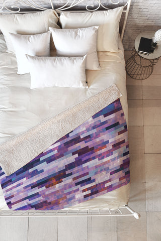 Kaleiope Studio Grungy Purple Tiles Fleece Throw Blanket