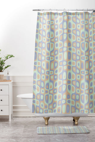 Kaleiope Studio Modern Colorful Groovy Pattern Shower Curtain And Mat