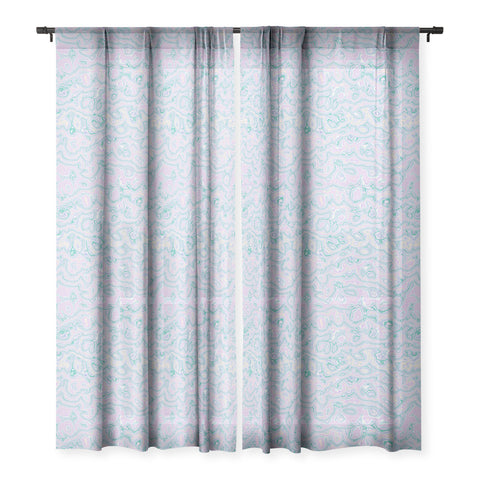 Kaleiope Studio Pastel Squiggly Stripes Sheer Window Curtain