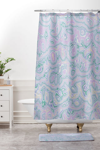 Kaleiope Studio Pastel Squiggly Stripes Shower Curtain And Mat