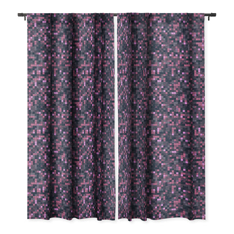 Kaleiope Studio Pink and Gray Squares Blackout Window Curtain