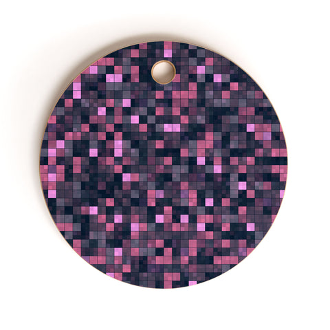 Kaleiope Studio Pink and Gray Squares Cutting Board Round