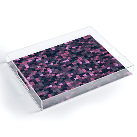 Kaleiope Studio Pink and Gray Squares Acrylic Tray