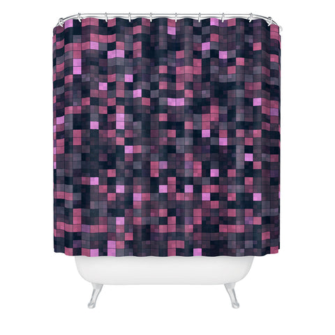 Kaleiope Studio Pink and Gray Squares Shower Curtain