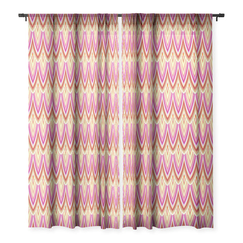 Kaleiope Studio Pink Yellow Art Deco Scales Sheer Window Curtain
