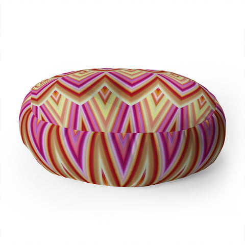 Kaleiope Studio Pink Yellow Art Deco Scales Floor Pillow Round