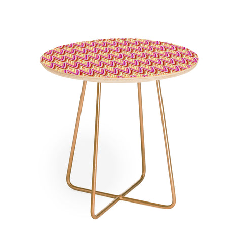 Kaleiope Studio Pink Yellow Art Deco Scales Round Side Table