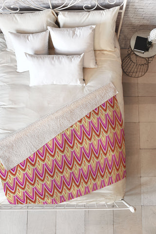 Kaleiope Studio Pink Yellow Art Deco Scales Fleece Throw Blanket
