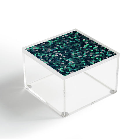 Kaleiope Studio Teal and Gray Squares Acrylic Box