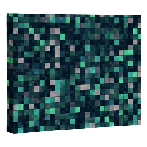 Kaleiope Studio Teal and Gray Squares Art Canvas