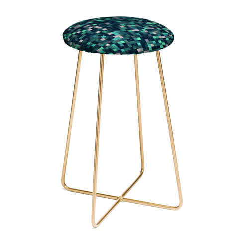 Kaleiope Studio Teal and Gray Squares Counter Stool