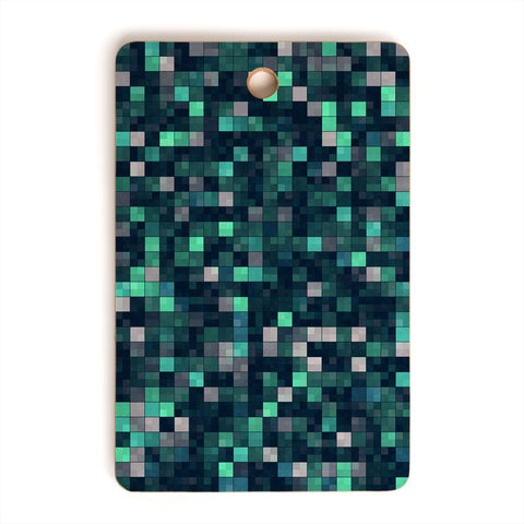 Kaleiope Studio Teal and Gray Squares Cutting Board Rectangle