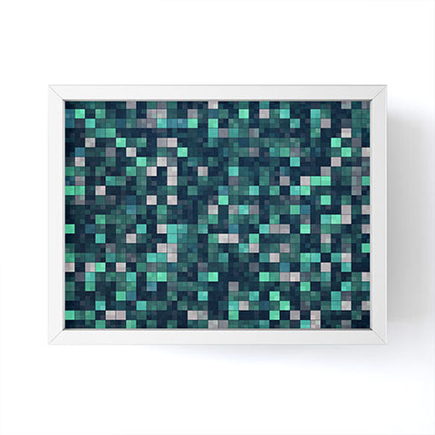 Kaleiope Studio Teal and Gray Squares Framed Mini Art Print