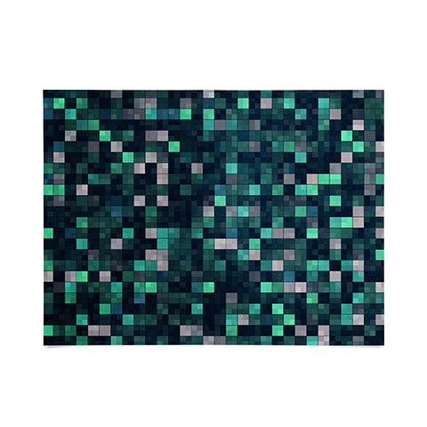 Kaleiope Studio Teal and Gray Squares Poster