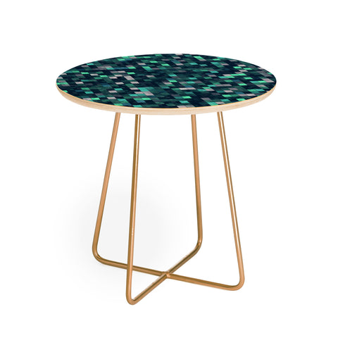 Kaleiope Studio Teal and Gray Squares Round Side Table