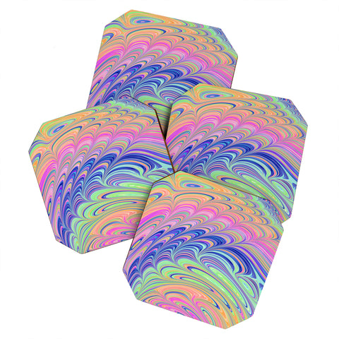 Kaleiope Studio Trippy Swirly Rainbow Coaster Set
