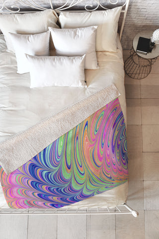 Kaleiope Studio Trippy Swirly Rainbow Fleece Throw Blanket