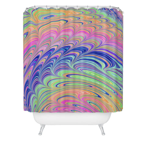 Kaleiope Studio Trippy Swirly Rainbow Shower Curtain