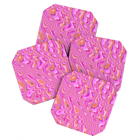 Kaleiope Studio Vibrant Pink Waves Coaster Set
