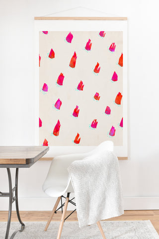 Kangarui Brush Pattern Pink Art Print And Hanger