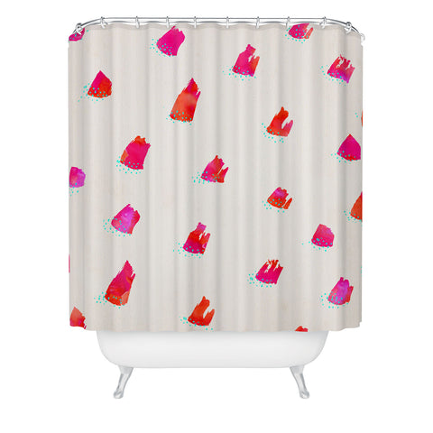 Kangarui Brush Pattern Pink Shower Curtain