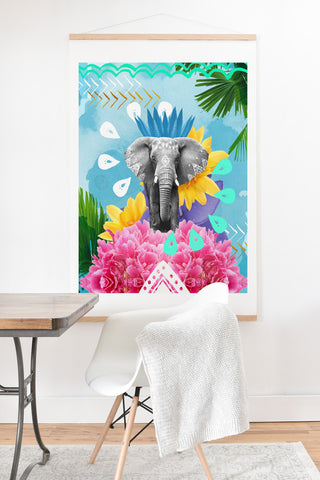 Kangarui Elephant Festival Blue Art Print And Hanger