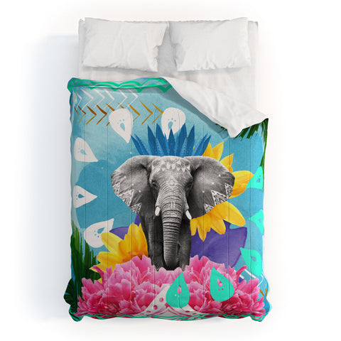 Kangarui Elephant Festival Blue Comforter