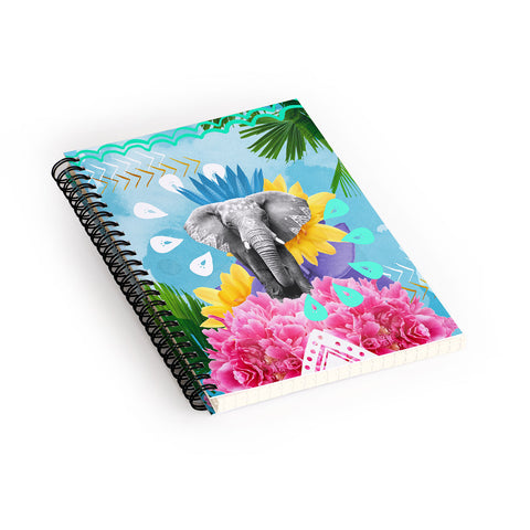 Kangarui Elephant Festival Blue Spiral Notebook