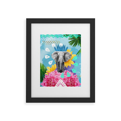 Kangarui Elephant Festival Blue Framed Art Print