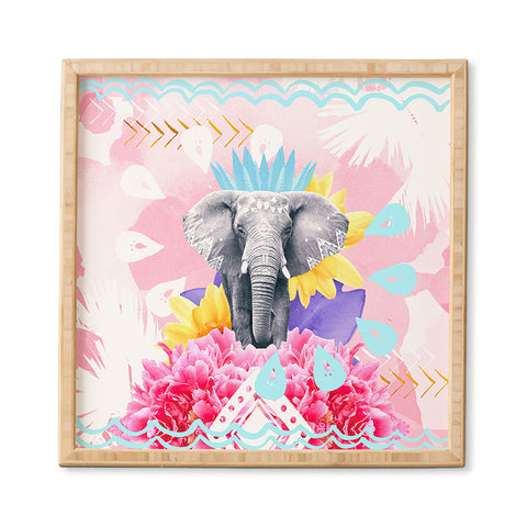 Kangarui Elephant Festival Pink Framed Wall Art