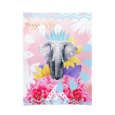 Kangarui Elephant Festival Pink Poster