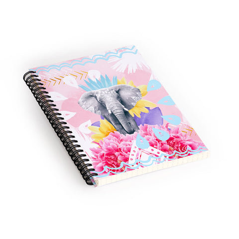 Kangarui Elephant Festival Pink Spiral Notebook