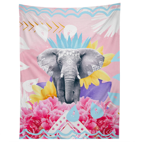 Kangarui Elephant Festival Pink Tapestry