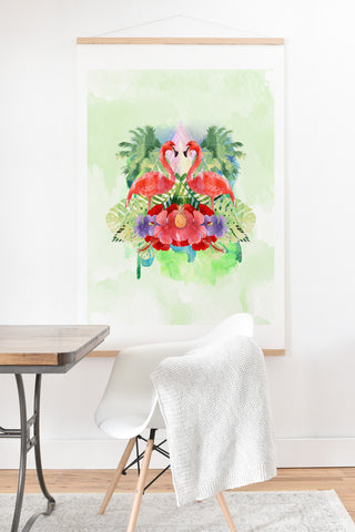 Kangarui Exotic Flamingo Art Print And Hanger