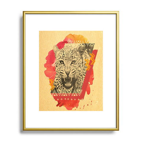 Kangarui Fierce Leopard Metal Framed Art Print