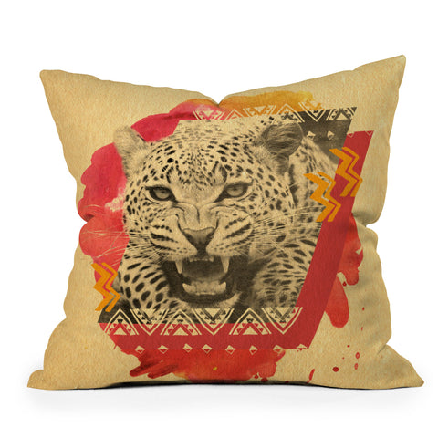 Kangarui Fierce Leopard Throw Pillow