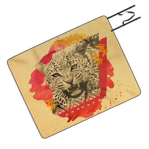 Kangarui Fierce Leopard Picnic Blanket
